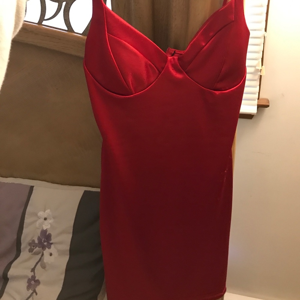 Red body con dress